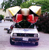 How NOT to tie canoes on a car